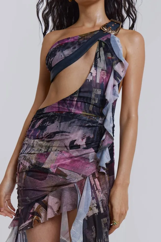 Jaded London One Shoulder Draped Maxi Dress With Western Belt Women Maxi Dresses