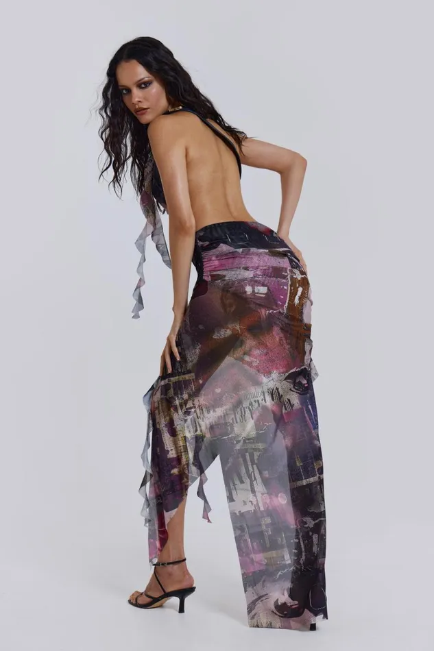 Jaded London One Shoulder Draped Maxi Dress With Western Belt Women Maxi Dresses