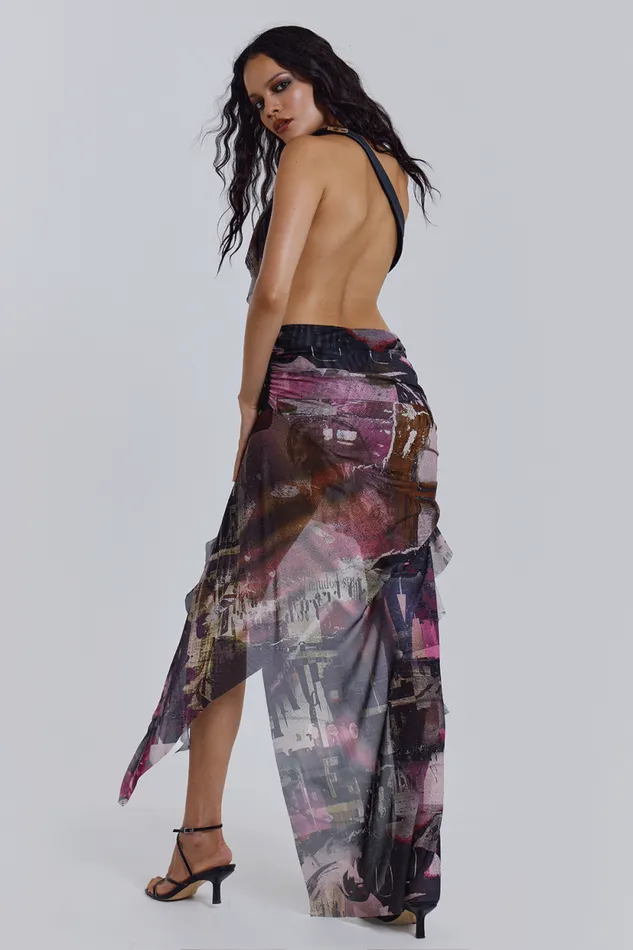 Jaded London One Shoulder Draped Maxi Dress With Western Belt Women Maxi Dresses
