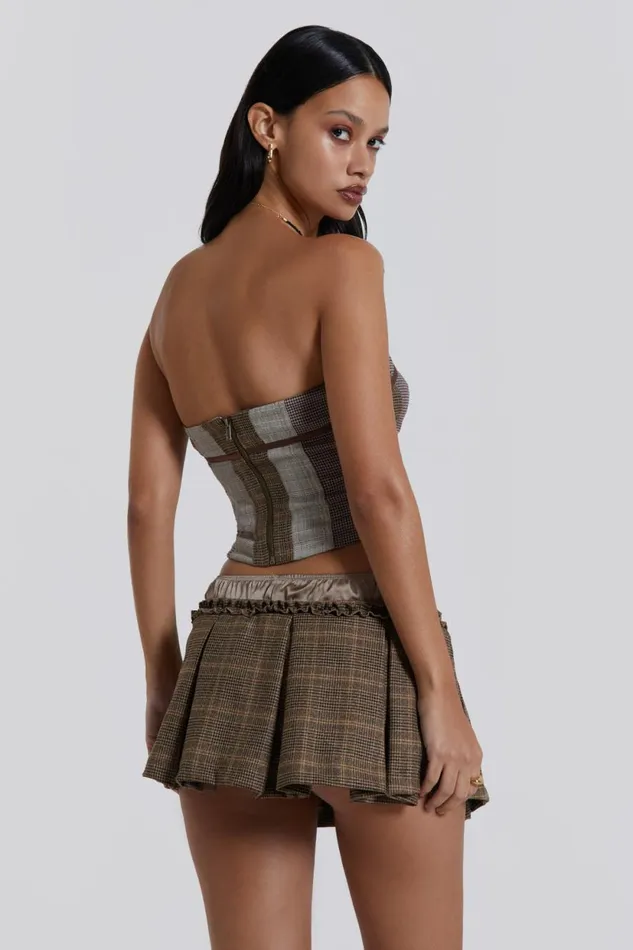 Jaded London Panelled Ribbon Longline Corset Top Women CoOrds