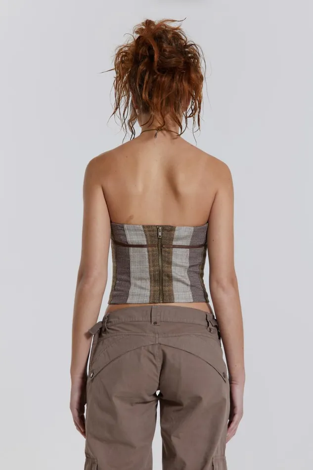 Jaded London Panelled Ribbon Longline Corset Top Women CoOrds