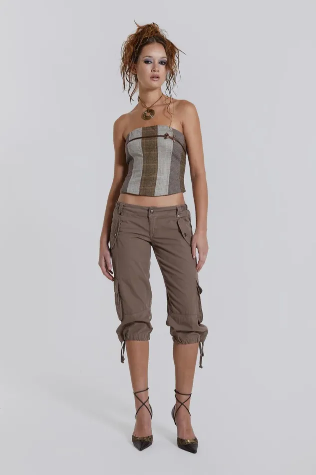 Jaded London Panelled Ribbon Longline Corset Top Women CoOrds