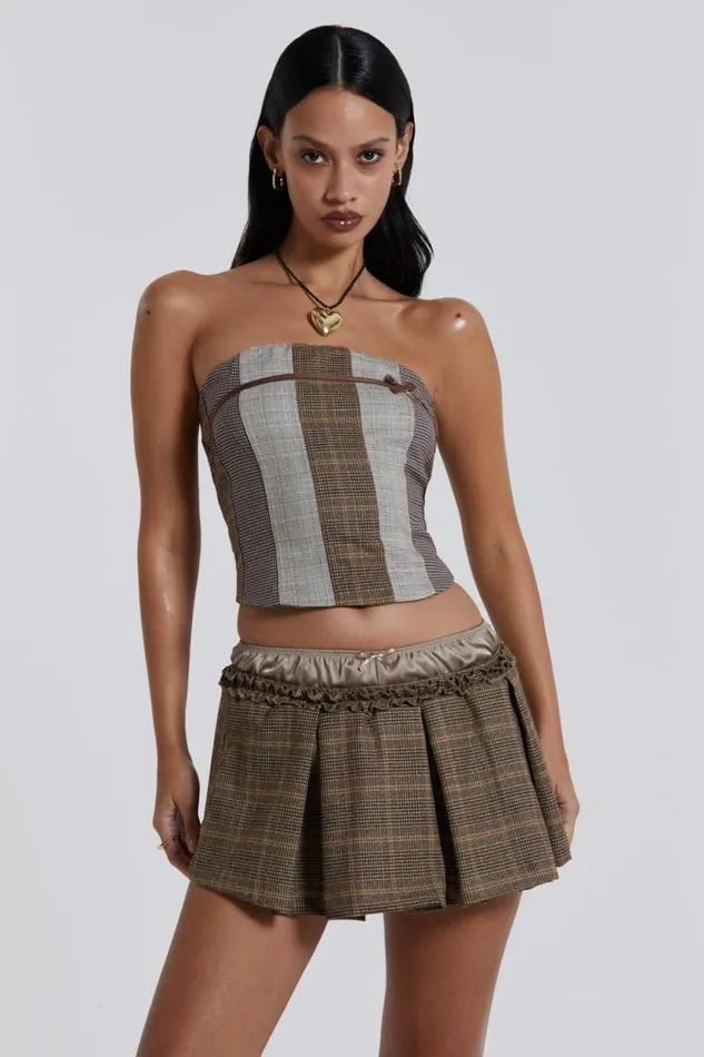 Jaded London Panelled Ribbon Longline Corset Top Women CoOrds