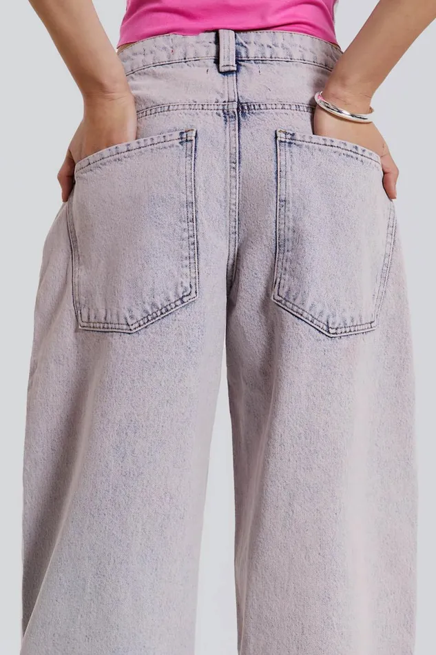 Jaded London Pink Acid Wash Low Rise Colossus Baggy Jeans Women Jeans