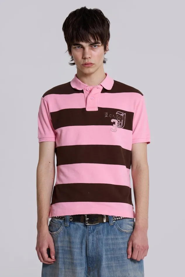 Jaded London Pink Frat Polo Shirt Men Shirts
