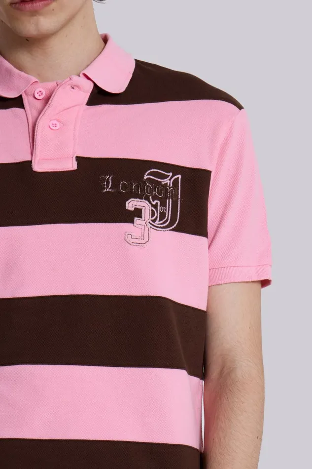 Jaded London Pink Frat Polo Shirt Men Shirts