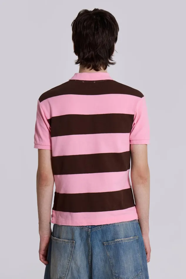Jaded London Pink Frat Polo Shirt Men Shirts