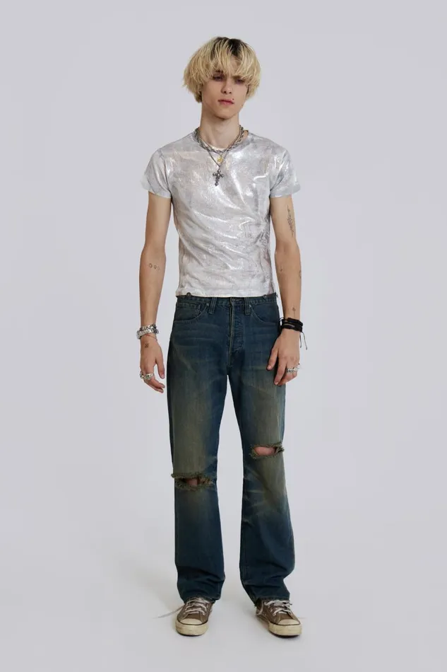 Jaded London Placement Foil Print Tshirt Men TShirts and Vests