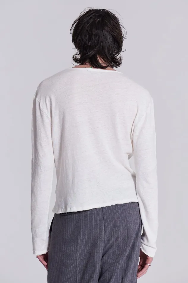 Jaded London Plain White Long Sleeve Slub Tee Men Basics