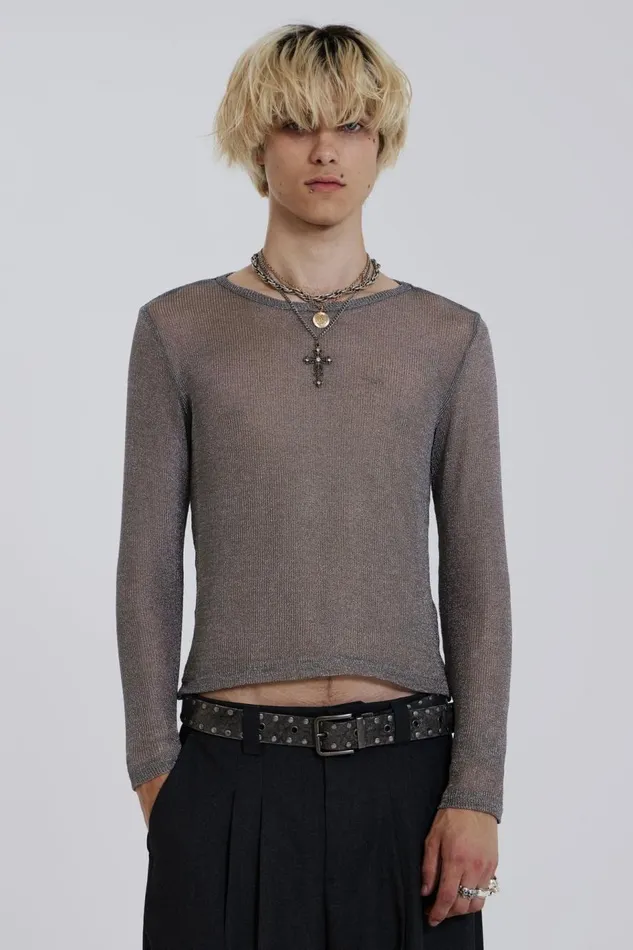 Jaded London Platinum Mesh Knit Men Knitwear