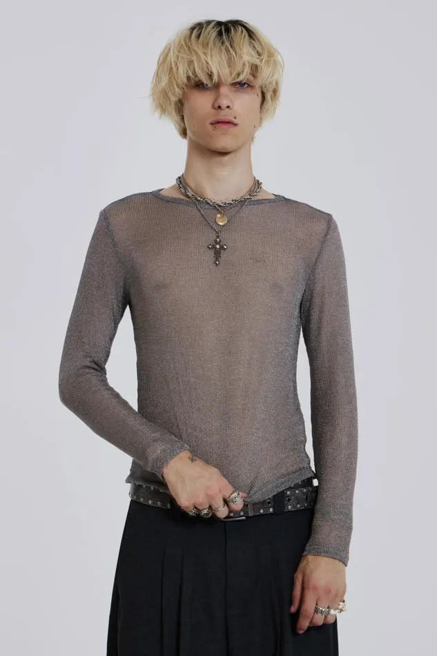 Jaded London Platinum Mesh Knit Men Knitwear