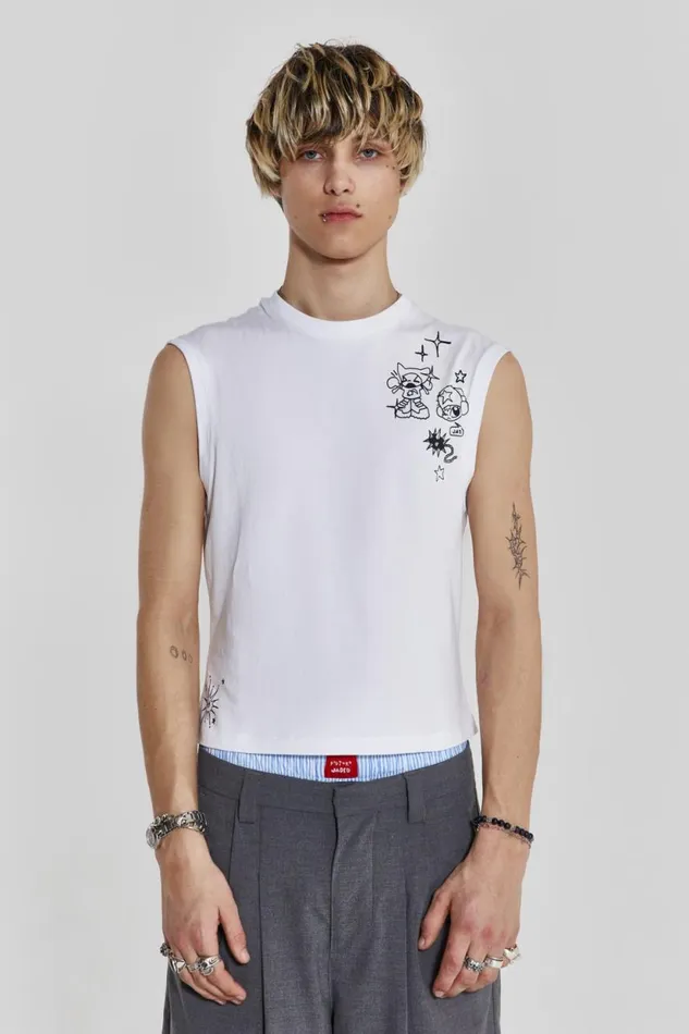 Jaded London Poster Doodle Print Vest Men TShirts and Vests