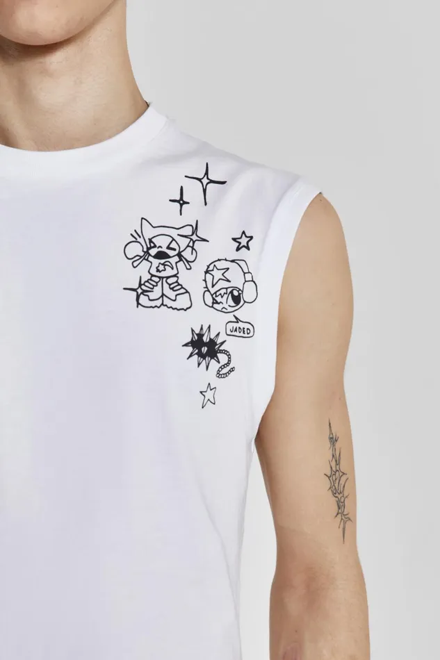 Jaded London Poster Doodle Print Vest Men TShirts and Vests