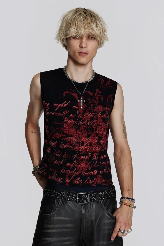 Jaded London Printed Script Tank Men TShirts and Vests