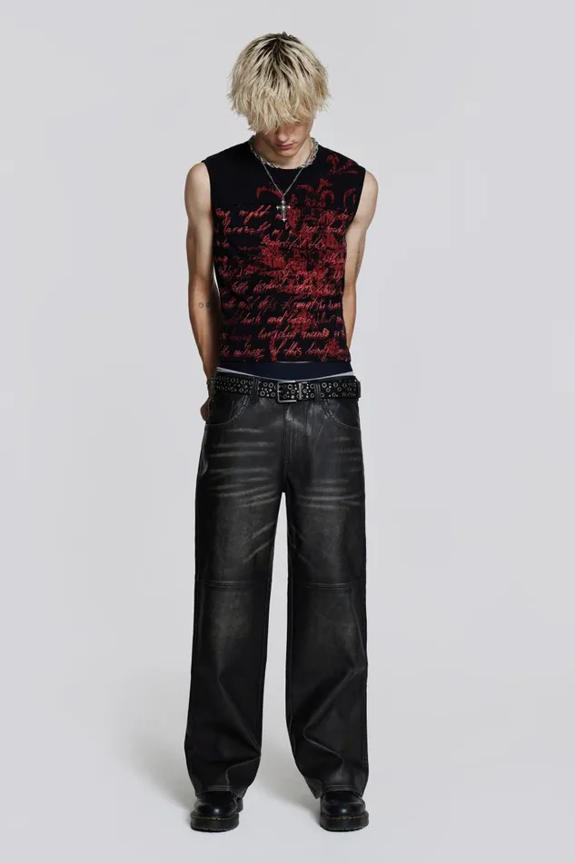 Jaded London Printed Script Tank Men TShirts and Vests