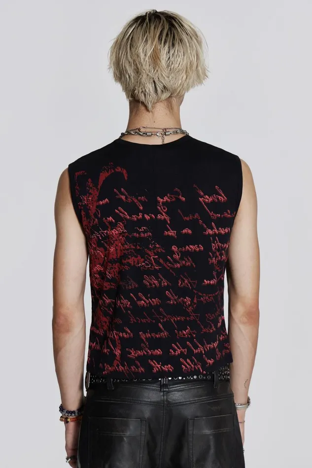 Jaded London Printed Script Tank Men TShirts and Vests