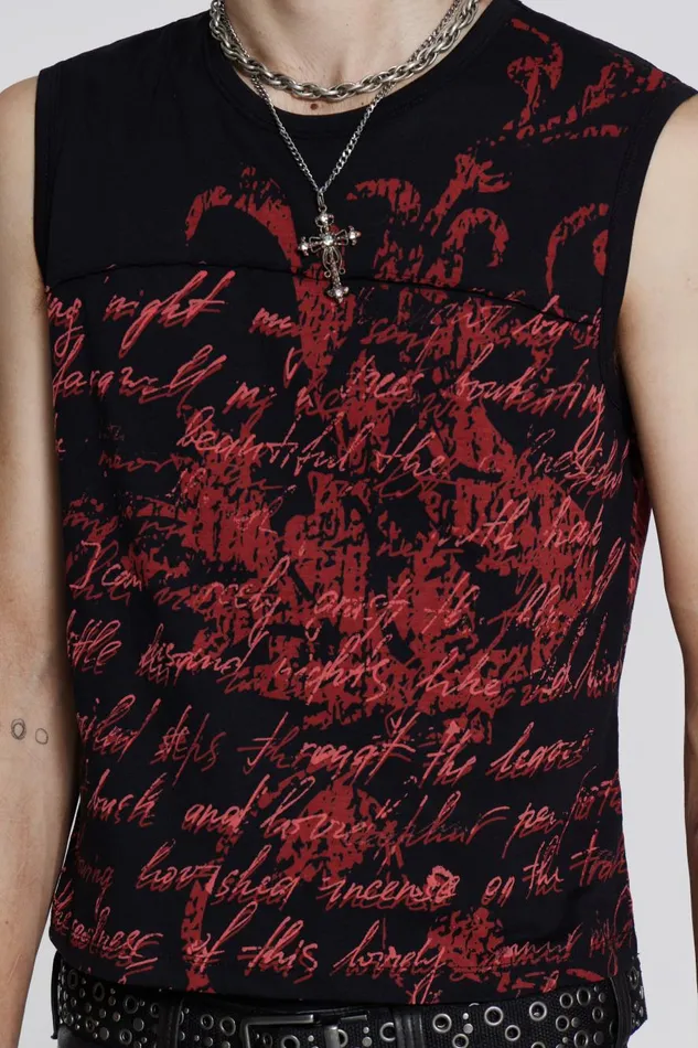 Jaded London Printed Script Tank Men TShirts and Vests