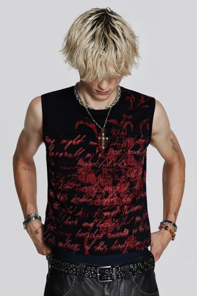 Jaded London Printed Script Tank Men TShirts and Vests