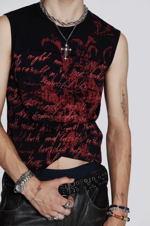 Jaded London Printed Script Tank Men TShirts and Vests