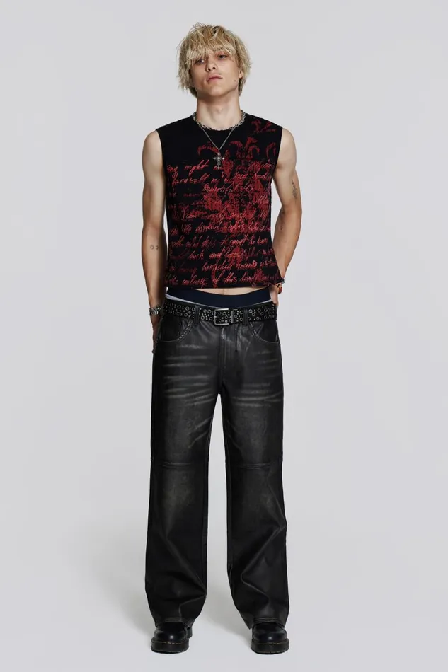 Jaded London Printed Script Tank Men TShirts and Vests