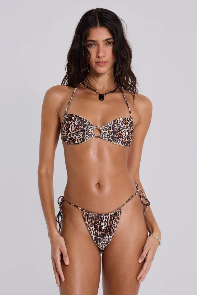 Jaded London Raquel Reversible Ruched Bikini Top With Shell Trims Women Bikini Tops