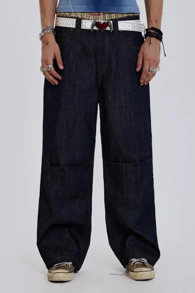 Jaded London Raw Denim Razor Jeans Men Baggy Jeans