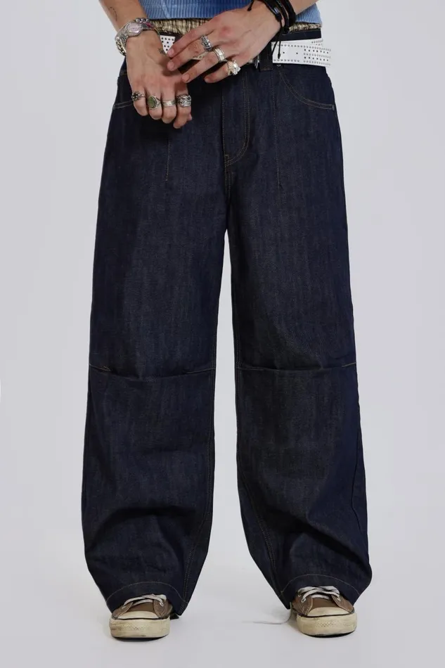 Jaded London Raw Denim Razor Jeans Men Baggy Jeans
