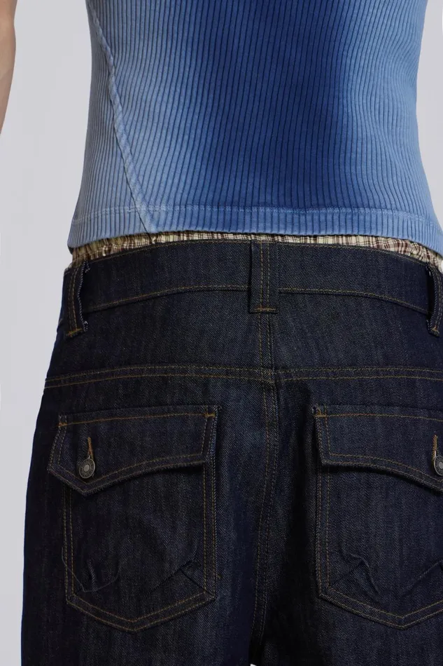 Jaded London Raw Denim Razor Jeans Men Baggy Jeans