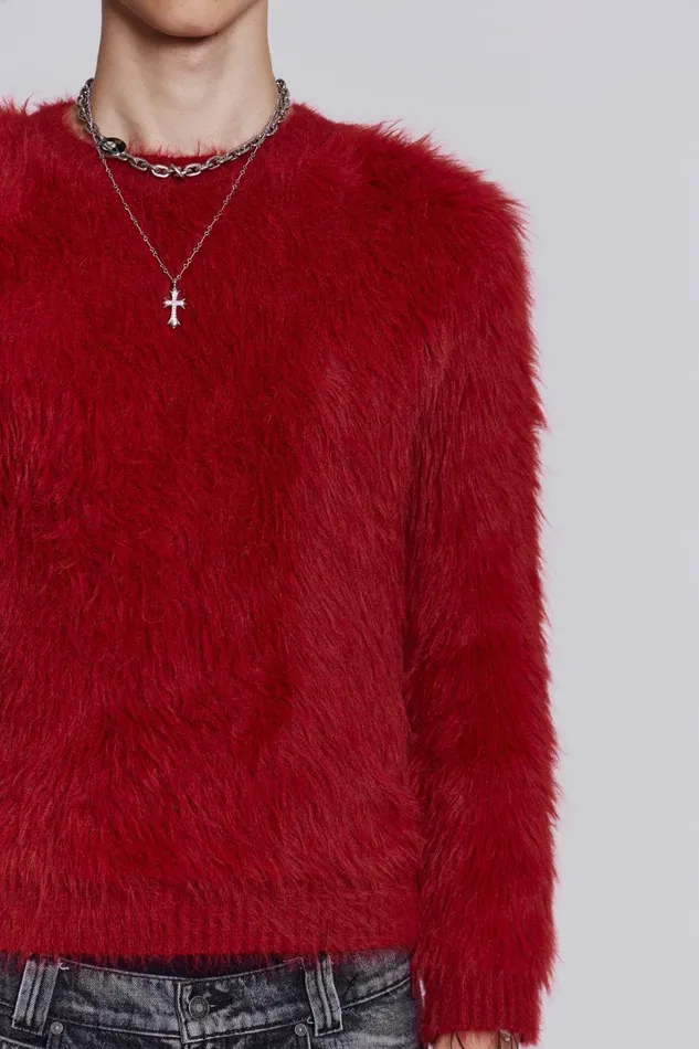 Jaded London Red Ominous Knit Jumper Men Knitwear