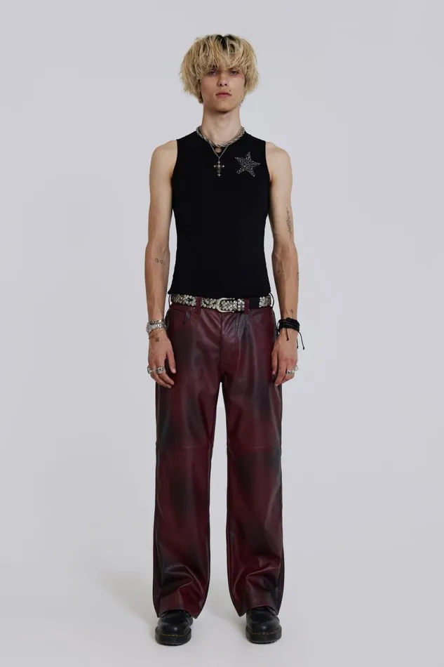 Jaded London Red PU Straight Leg Trousers Women CoOrds