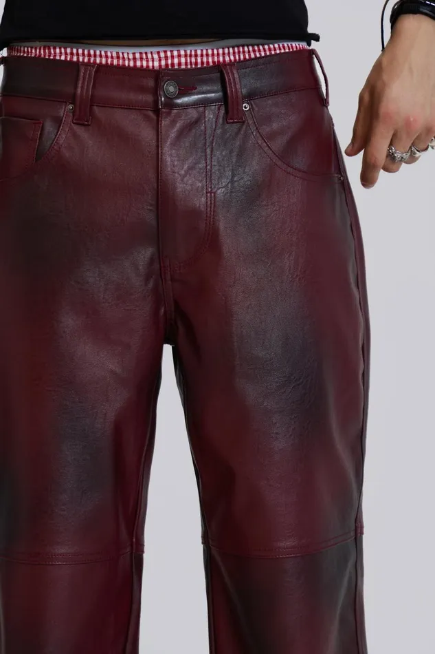 Jaded London Red PU Straight Leg Trousers Women CoOrds