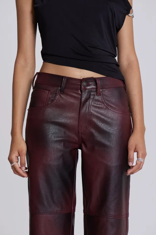 Jaded London Red PU Straight Leg Trousers Women CoOrds
