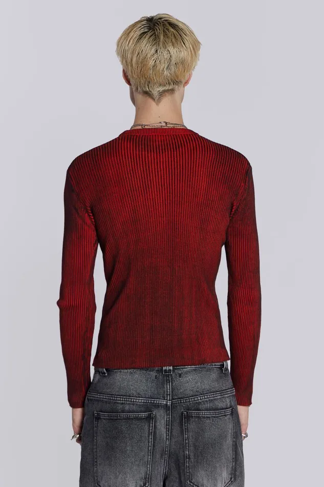Jaded London Red Scrape Knit Men Knitwear