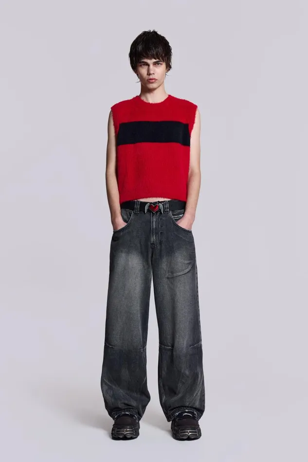 Jaded London Redact Knit Vest Men TShirts and Vests