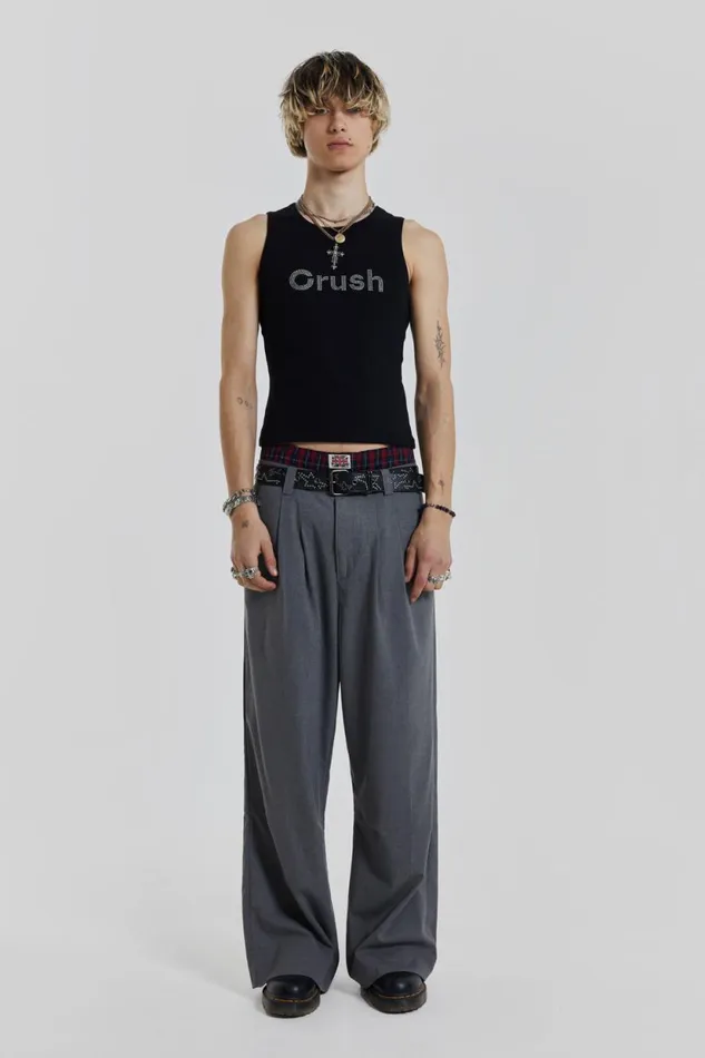 Jaded London Rhinestone Crush Sleeveless Black Vest Men TShirts and Vests