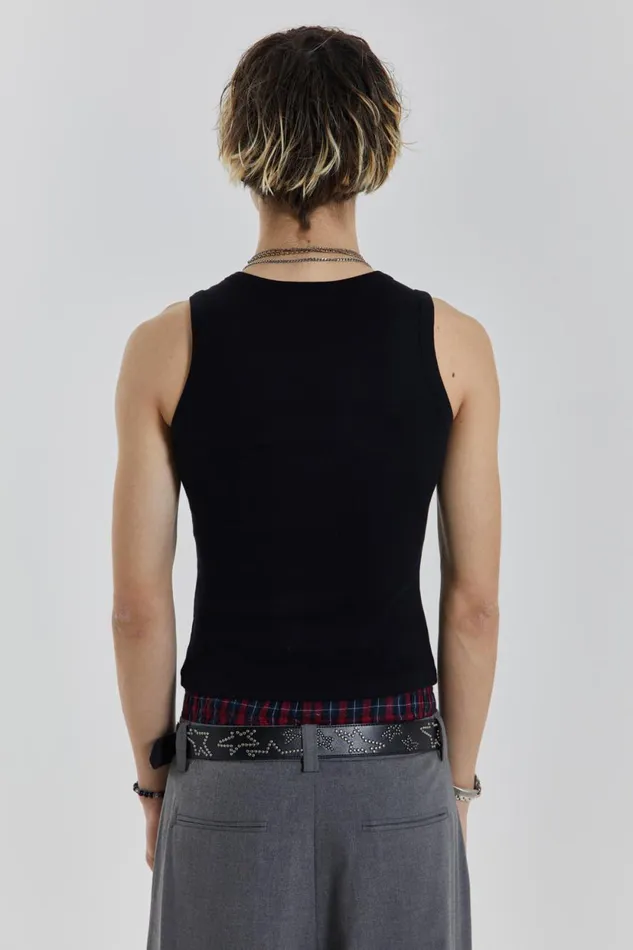 Jaded London Rhinestone Crush Sleeveless Black Vest Men TShirts and Vests