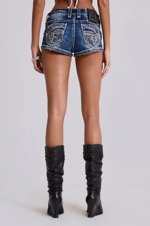 Jaded London Rock Revival Denim Mini Shorts Women Jeans