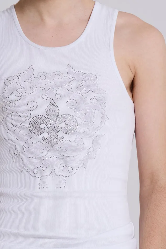 Jaded London Rock Revival White Fleur De Lis Vest Men TShirts and Vests