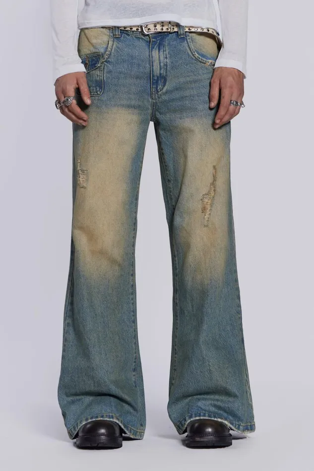 Jaded London Sand Wash Blaze Jeans Men Bootcut Jeans