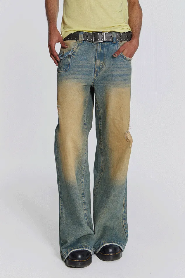 Jaded London Sand Wash Blaze Jeans Men Bootcut Jeans