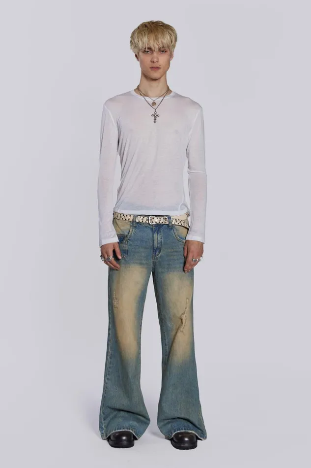 Jaded London Sand Wash Blaze Jeans Men Bootcut Jeans