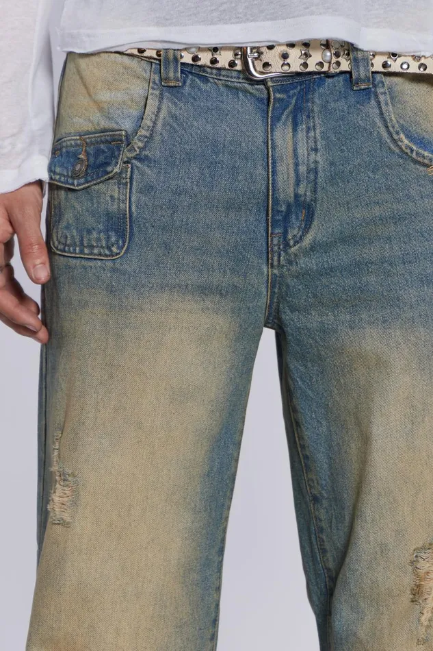 Jaded London Sand Wash Blaze Jeans Men Bootcut Jeans