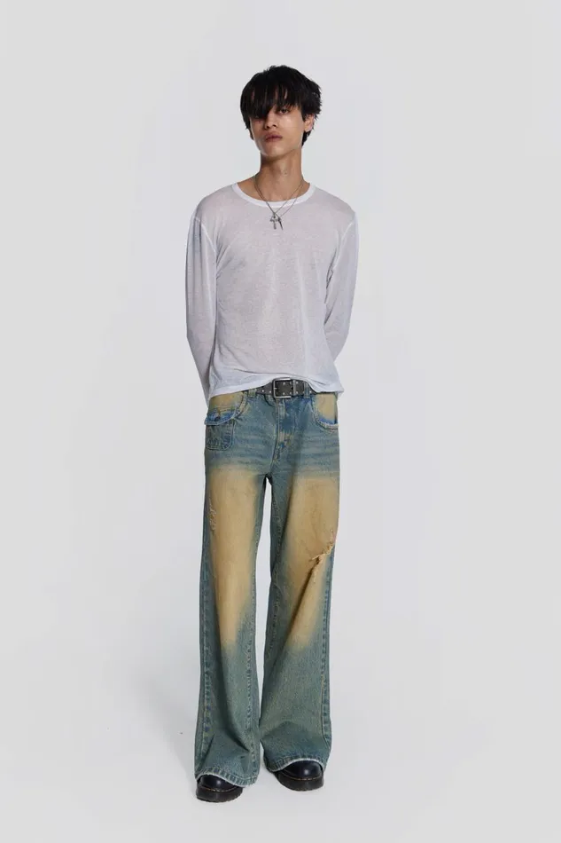 Jaded London Sand Wash Blaze Jeans Men Bootcut Jeans