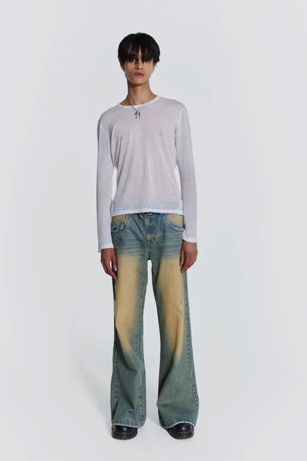 Jaded London Sand Wash Blaze Jeans Men Bootcut Jeans