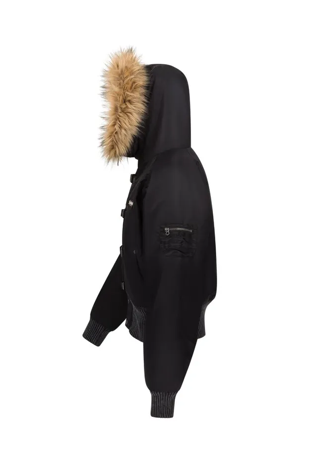 Jaded London Schott Black MA1 Hooded Bomber Jacket Men Outerwear