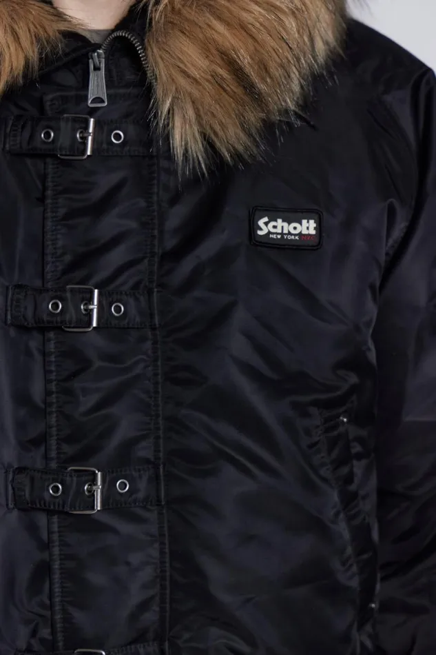 Jaded London Schott Black MA1 Hooded Bomber Jacket Men Outerwear