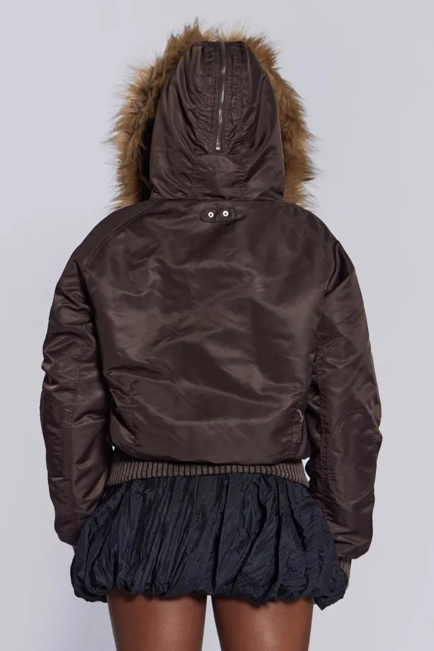 Jaded London Schott Brown MA1 Hooded Bomber Jacket Men Outerwear
