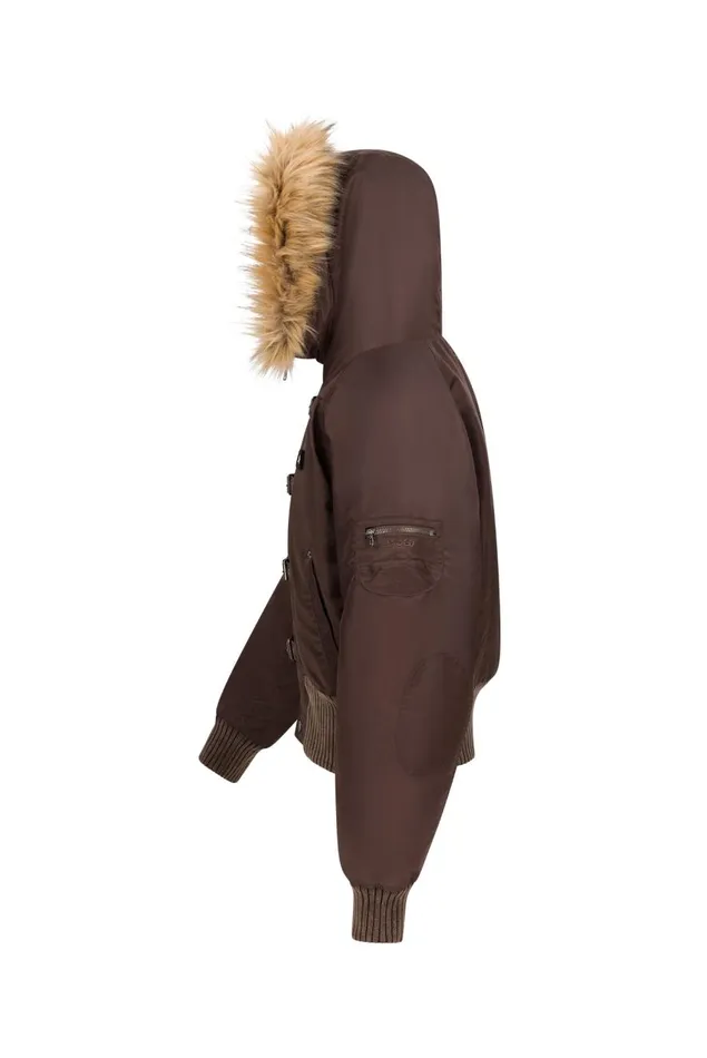 Jaded London Schott Brown MA1 Hooded Bomber Jacket Men Outerwear