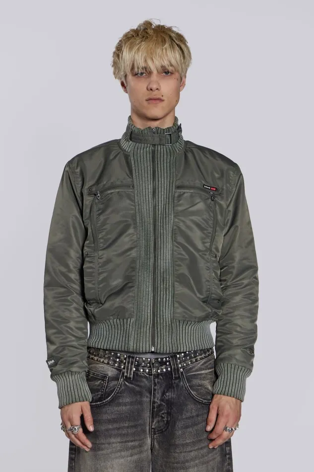 Jaded London Schott Khaki MA1 Bomber Jacket Men Outerwear
