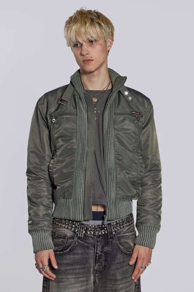 Jaded London Schott Khaki MA1 Bomber Jacket Men Outerwear